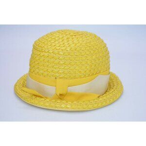 Cherry and Webb Mid Century Yellow Straw Ribbon Sunday Dress Hat
